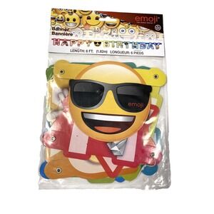 NEW emoji happy birthday banner party decor 6 foot